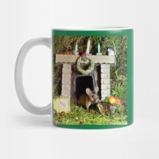 Christmouse by the fire place waiting for santa Mug